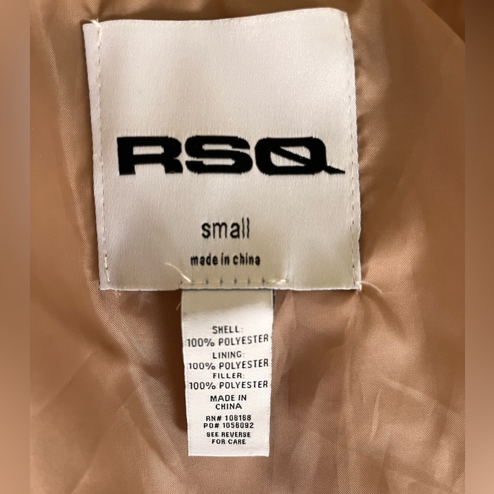 RSQ Jacket Sherpa Puffer Tan Beige Fuzzy Women’s Small Zip Furry Cozy - Picture 5 of 6